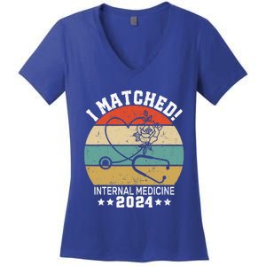 I Matched Internal Medicine 2024 Medical Resident Women's V-Neck T-Shirt