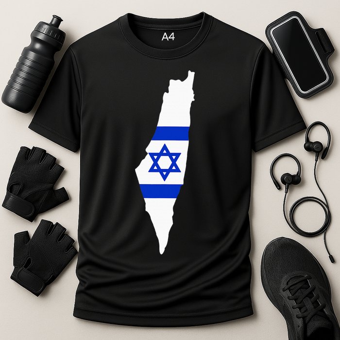 Israel Map Cooling Performance Crew T-Shirt