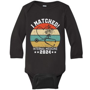 I Matched Internal Medicine 2024 Medical Resident Match Day Baby Long Sleeve Bodysuit