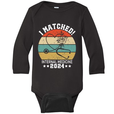 I Matched Internal Medicine 2024 Medical Resident Match Day Baby Long Sleeve Bodysuit