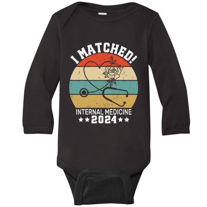 I Matched Internal Medicine 2024 Medical Resident Match Day Baby Long Sleeve Bodysuit