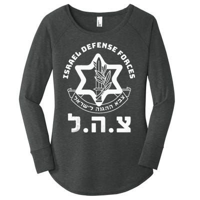 Idf Military Israel Defense Forces Hebrew Symbol Zahal Zava Women's Perfect Tri Tunic Long Sleeve Shirt