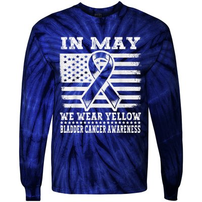 In May I Wear Yellow For Bladder Cancer Awareness Month Tie-Dye Long Sleeve Shirt