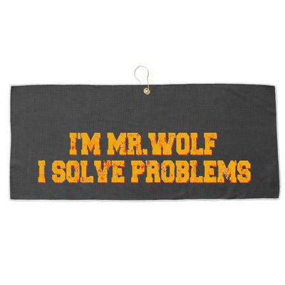 IM Mr.Wolf I Solve Problems Large Microfiber Waffle Golf Towel
