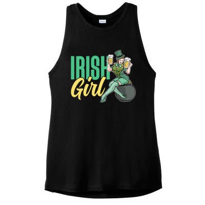 Irish Mom Ireland St Patricks Day Green Team Mother Gift Ladies PosiCharge Tri-Blend Wicking Tank