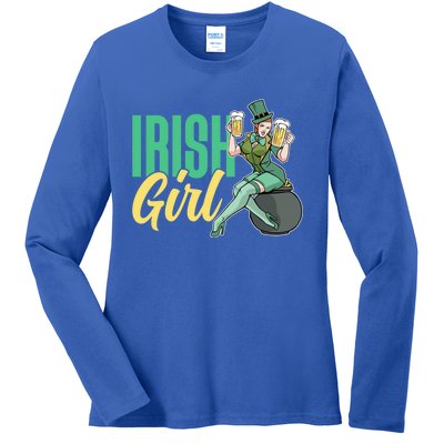 Irish Mom Ireland St Patricks Day Green Team Mother Gift Ladies Long Sleeve Shirt