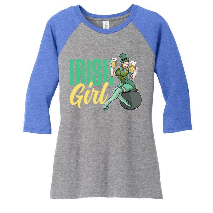 Irish Mom Ireland St Patricks Day Green Team Mother Gift Women's Tri-Blend 3/4-Sleeve Raglan Shirt