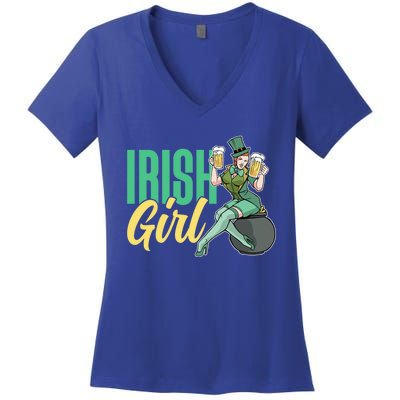 Irish Mom Ireland St Patricks Day Green Team Mother Gift Women's V-Neck T-Shirt