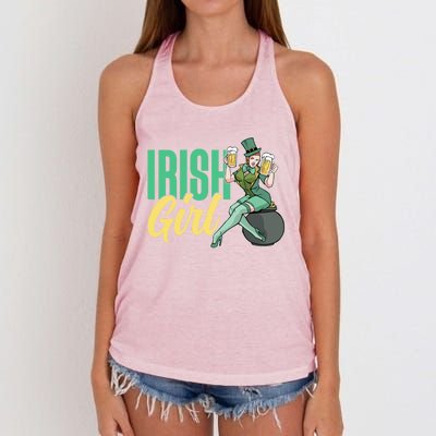 Irish Mom Ireland St Patricks Day Green Team Mother Gift Women's Knotted Racerback Tank