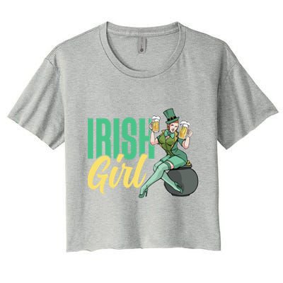 Irish Mom Ireland St Patricks Day Green Team Mother Gift Women's Crop Top Tee