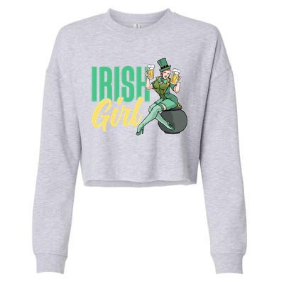 Irish Mom Ireland St Patricks Day Green Team Mother Gift Cropped Pullover Crew