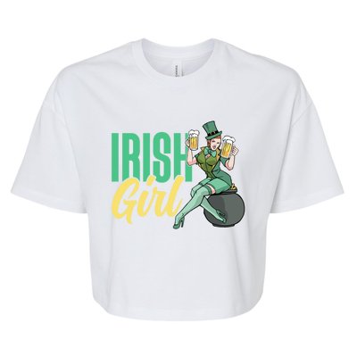 Irish Mom Ireland St Patricks Day Green Team Mother Gift Bella+Canvas Jersey Crop Tee