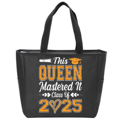 I Mastered It  Queen Graduation Class Of 2025 College Zip Tote Bag