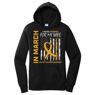 In March I Wear Orange For My Wife Multiple Sclerosis Flag Women's Pullover Hoodie