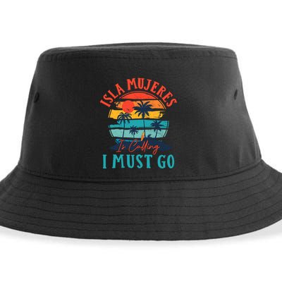 Isla Mujeres Is Calling I Must Go Beach Vacation Vintage Sustainable Bucket Hat