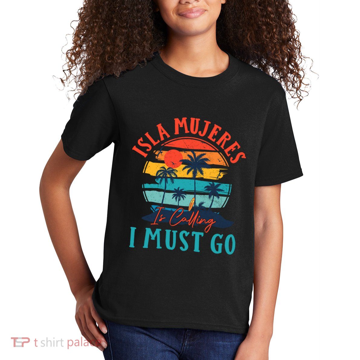 Isla Mujeres Is Calling I Must Go Beach Vacation Vintage Kids T-Shirt