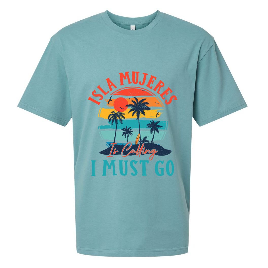 Isla Mujeres Is Calling I Must Go Beach Vacation Vintage Sueded Cloud Jersey T-Shirt