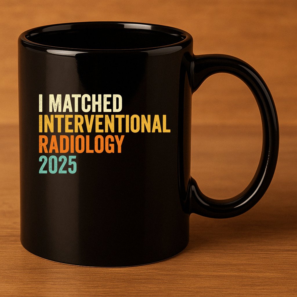 I Matched Interventional Radiology 2025 Retro Cute Match Day 11oz C Handle Ceramic Mug