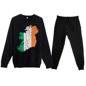 Ireland Map Irish Flag Ireland Trip Souvenir Irish Roots Cool Gift Premium Crewneck Sweatsuit Set