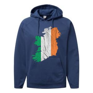 Ireland Map Irish Flag Ireland Trip Souvenir Irish Roots Cool Gift Performance Fleece Hoodie