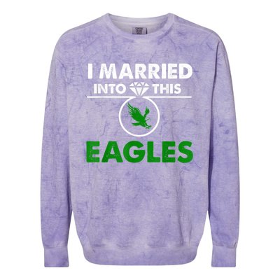 i married into this eagles design Quote apparel cool saying Colorblast Crewneck Sweatshirt