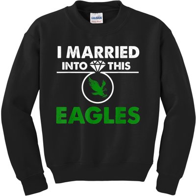 i married into this eagles design Quote apparel cool saying Kids Sweatshirt