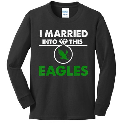 i married into this eagles design Quote apparel cool saying Kids Long Sleeve Shirt