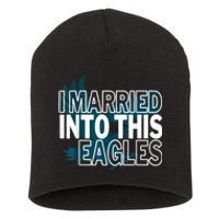 i married into this eagles design Quote apparel cool saying Short Acrylic Beanie