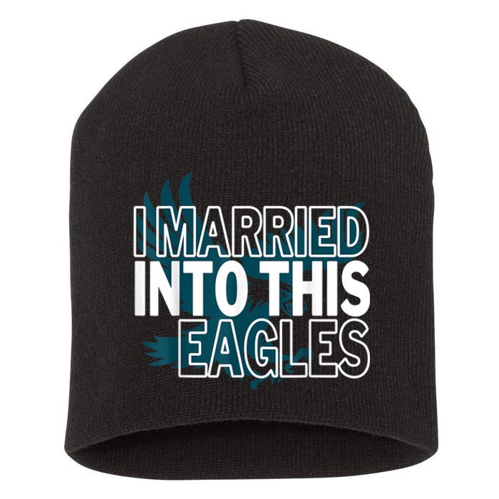 i married into this eagles design Quote apparel cool saying Short Acrylic Beanie