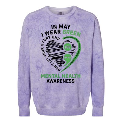 In May I Wear Green Mental Health Awareness Therapist Colorblast Crewneck Sweatshirt