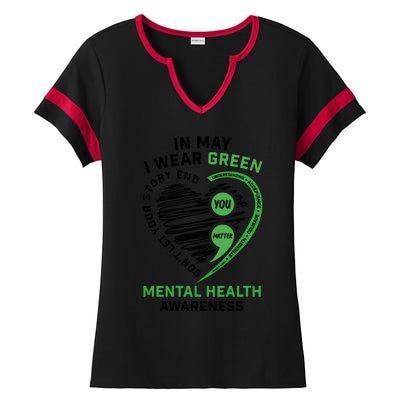 In May I Wear Green Mental Health Awareness Therapist Ladies Halftime Notch Neck Tee