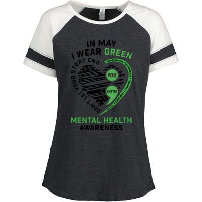 In May I Wear Green Mental Health Awareness Therapist Enza Ladies Jersey Colorblock Tee