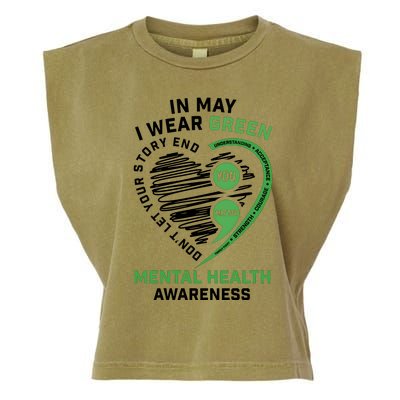 In May I Wear Green Mental Health Awareness Therapist Garment-Dyed Women's Muscle Tee