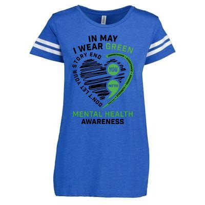 In May I Wear Green Mental Health Awareness Therapist Enza Ladies Jersey Football T-Shirt