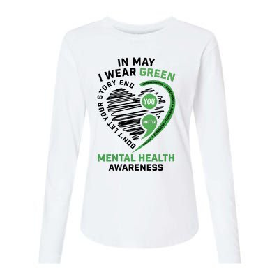 In May I Wear Green Mental Health Awareness Therapist Womens Cotton Relaxed Long Sleeve T-Shirt