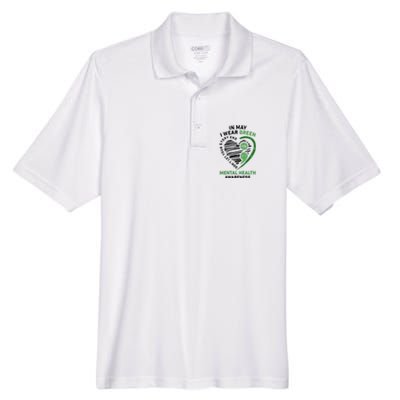 In May I Wear Green Mental Health Awareness Therapist Men's Origin Performance Pique Polo