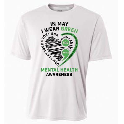 In May I Wear Green Mental Health Awareness Therapist Cooling Performance Crew T-Shirt