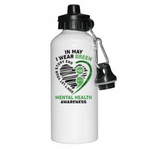 In May I Wear Green Mental Health Awareness Therapist Aluminum Water Bottle