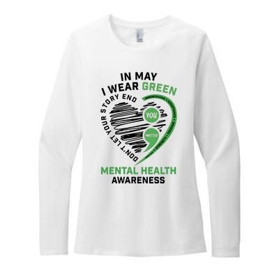 In May I Wear Green Mental Health Awareness Therapist Womens CVC Long Sleeve Shirt