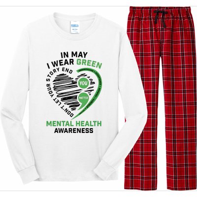 In May I Wear Green Mental Health Awareness Therapist Long Sleeve Pajama Set