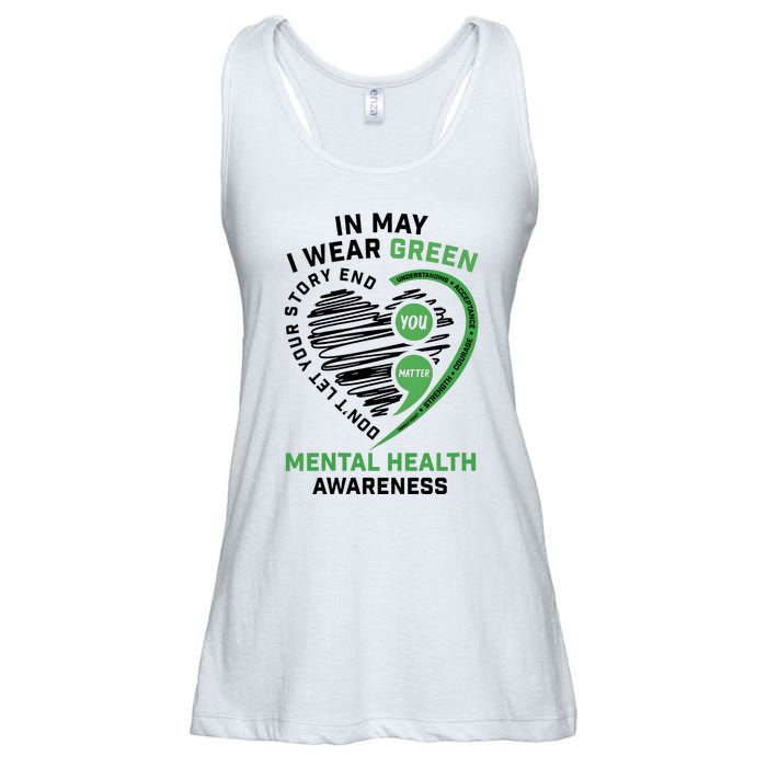 In May I Wear Green Mental Health Awareness Therapist Ladies Essential Flowy Tank