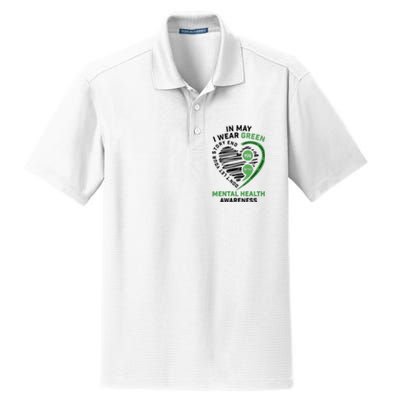 In May I Wear Green Mental Health Awareness Therapist Dry Zone Grid Polo