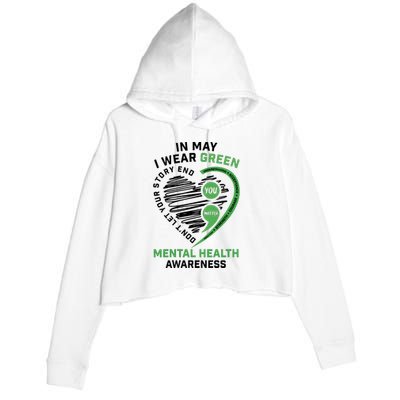 In May I Wear Green Mental Health Awareness Therapist Crop Fleece Hoodie