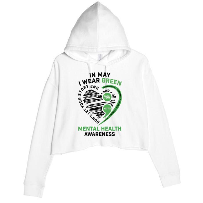 In May I Wear Green Mental Health Awareness Therapist Crop Fleece Hoodie