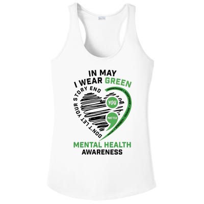 In May I Wear Green Mental Health Awareness Therapist Ladies PosiCharge Competitor Racerback Tank