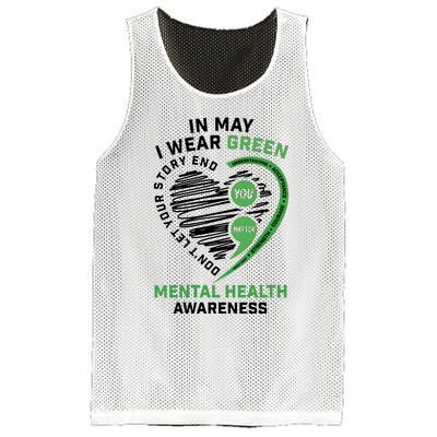 In May I Wear Green Mental Health Awareness Therapist Mesh Reversible Basketball Jersey Tank