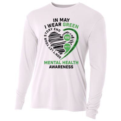 In May I Wear Green Mental Health Awareness Therapist Cooling Performance Long Sleeve Crew