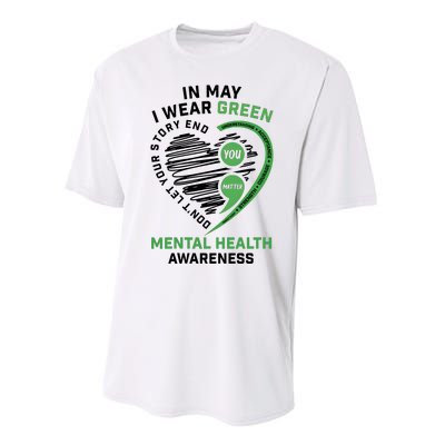 In May I Wear Green Mental Health Awareness Therapist Performance Sprint T-Shirt