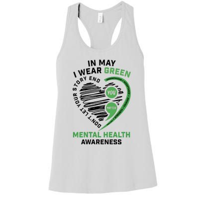 In May I Wear Green Mental Health Awareness Therapist Women's Racerback Tank