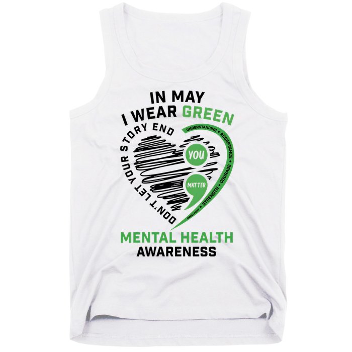 In May I Wear Green Mental Health Awareness Therapist Tank Top